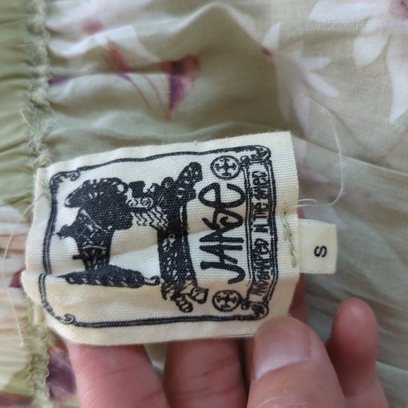 Jaase Floral Off Shoulder Bell Sleeve A Line Dress Green S bohemian boho chic - Picture 6 of 9